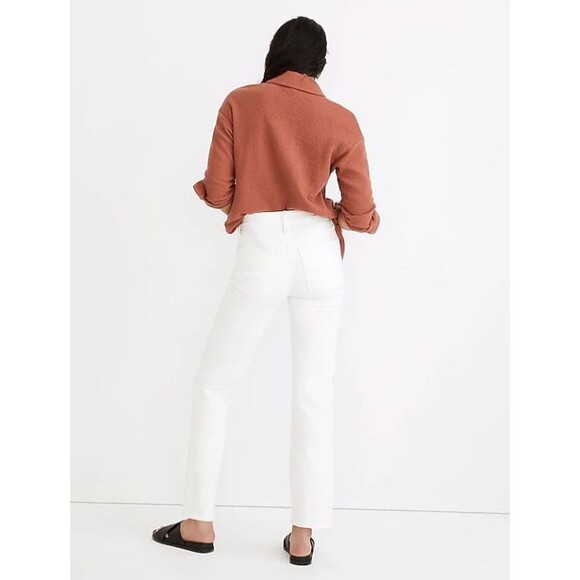 Madewell The Petite Mid-Rise Perfect Vintage Straight Jean in Tile White Sz 25P - Picture 2 of 11